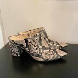 Marc Fisher Ragni Embossed Snakeskin Block Heeled Mules‎